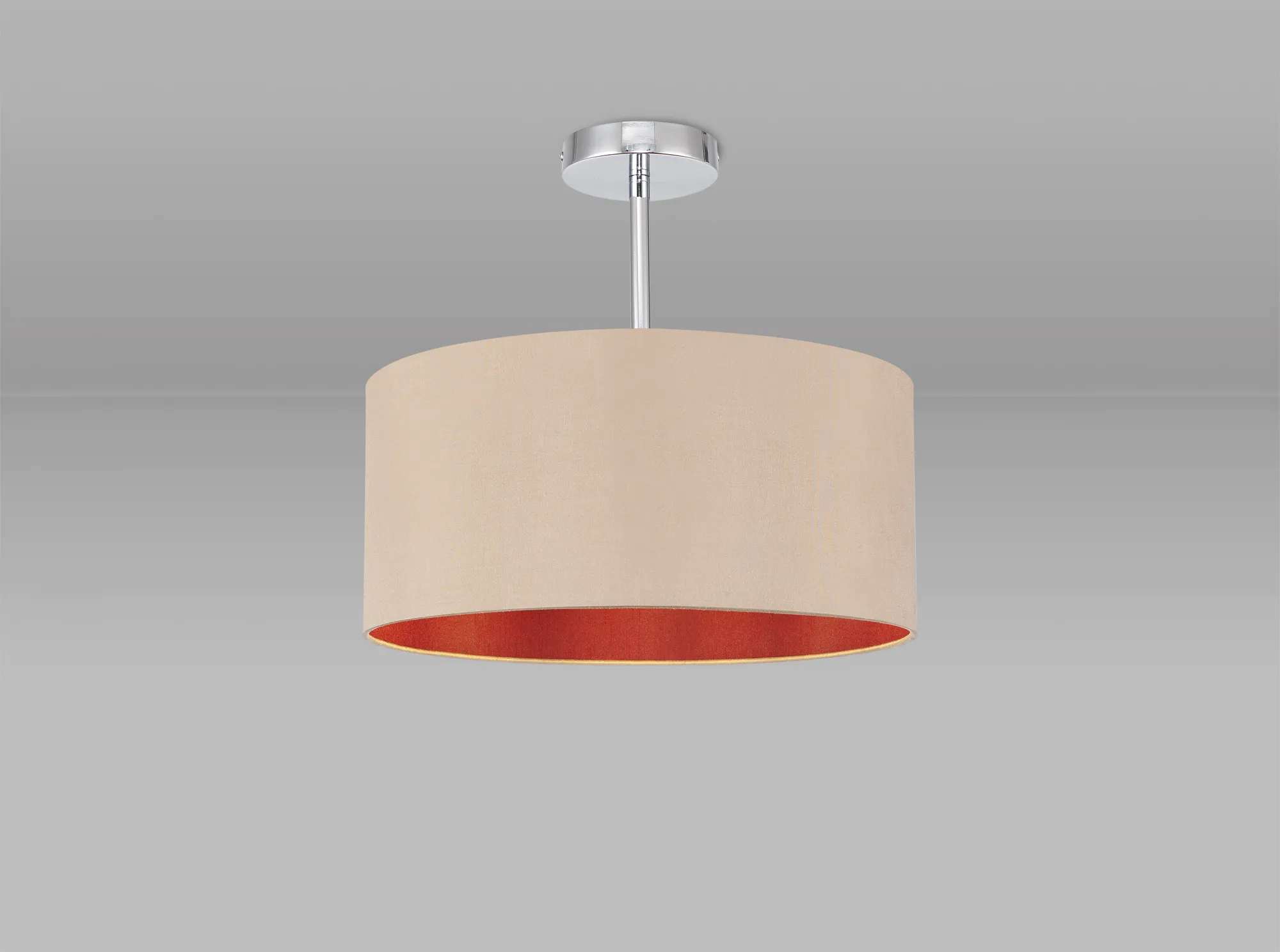 Baymont 40cm Semi Flush 1 Light Polished Chrome, Antique Gold/Ruby DK0092  Deco Baymont